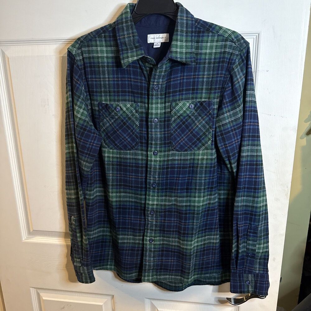 Free Assembly‎ Shirt Green Men, Small Striped Cotton Texture